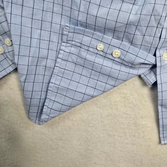 Dockers Mens Long Sleeve Blue‎ Plaid Button Down Dress Shirt Fitted Stretch Sz L - Picture 12 of 13
